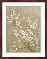 White Cherry Blossom II Neutral Crop Bird Fine Art Print