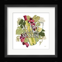 Wine and Friends IV on White Framed Print