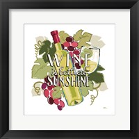 Wine and Friends IV on White Framed Print