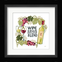 Wine and Friends V on White Framed Print