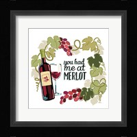 Wine and Friends II on White Framed Print
