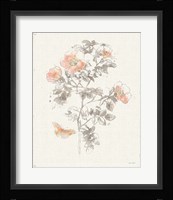 Watery Blooms III Gray Cream Framed Print