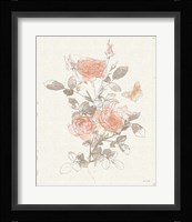 Watery Blooms II Gray Cream Framed Print