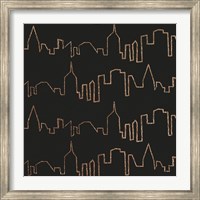 NY Chic Skyline gold on black Fine Art Print