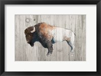 Colorful Bison Dark Brown on Wood Fine Art Print