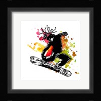 Snowboarder Watercolor Splash Part I Framed Print
