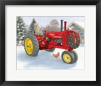 Christmas in the Heartland III Red Tractor Fine Art Print