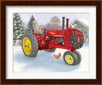 Christmas in the Heartland III Red Tractor Fine Art Print