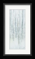 Birches in Winter Blue Gray Panel II Framed Print