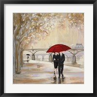 Romantic Paris III Red Umbrella Fine Art Print