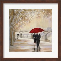 Romantic Paris III Red Umbrella Fine Art Print