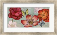 Flowers and Butterflies (Aqua) Fine Art Print