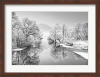 Winter landscape at Loisach, Germany (BW) Fine Art Print