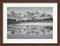 Allgaeu Alps and Hopfensee lake, Bavaria, Germany (BW) Fine Art Print