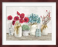Floral Composition with Mason Jars Fine Art Print