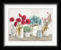 Floral Composition with Mason Jars Fine Art Print