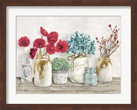 Floral Composition with Mason Jars Fine Art Print