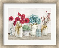 Floral Composition with Mason Jars Fine Art Print