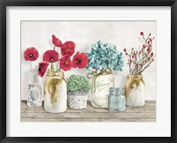 Floral Composition with Mason Jars Framed Print