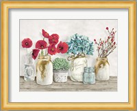 Floral Composition with Mason Jars Fine Art Print