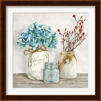 Floral Composition with Mason Jars I Fine Art Print