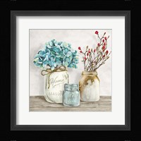 Floral Composition with Mason Jars I Fine Art Print