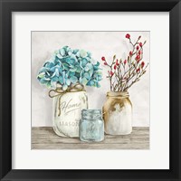 Floral Composition with Mason Jars I Fine Art Print
