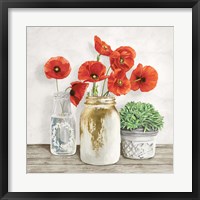 Floral Composition with Mason Jars II Fine Art Print
