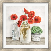 Floral Composition with Mason Jars II Fine Art Print