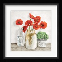 Floral Composition with Mason Jars II Framed Print