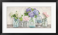 Flowers in Mason Jars Framed Print