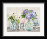 Flowers in Mason Jars (detail) Framed Print
