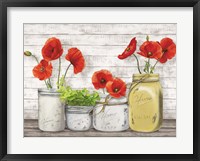 Poppies in Mason Jars (detail) Framed Print