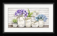 Hydrangeas in Mason Jars Fine Art Print