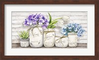Hydrangeas in Mason Jars Fine Art Print