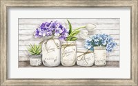 Hydrangeas in Mason Jars Fine Art Print