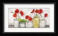 Poppies in Mason Jars Framed Print