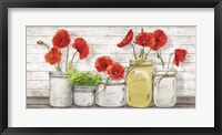 Poppies in Mason Jars Framed Print