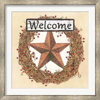 Barn Star Welcome Wreath Fine Art Print