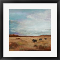 Buffalo Under Big Sky Red and Brown Framed Print