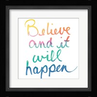 Colorburst I Believe White Sq Fine Art Print