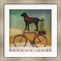 Black Lab on Bike Christmas Fine Art Print