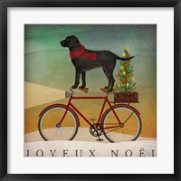 Black Lab on Bike Christmas Fine Art Print