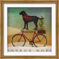 Black Lab on Bike Christmas Fine Art Print