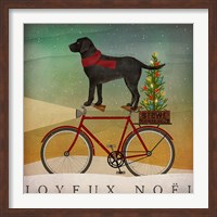 Black Lab on Bike Christmas Fine Art Print