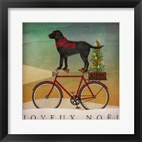 Black Lab on Bike Christmas Framed Print