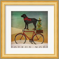 Black Lab on Bike Christmas Fine Art Print