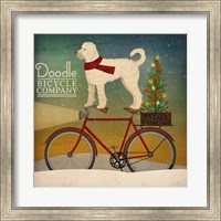 White Doodle on Bike Christmas Fine Art Print