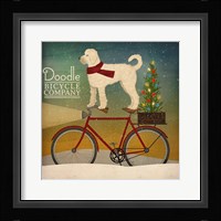 White Doodle on Bike Christmas Framed Print