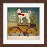 White Doodle on Bike Christmas Fine Art Print